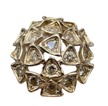 Load image into Gallery viewer, Vintage 925 sterling silver CZ cluster dome ring with trilliant cut stones, size 6.5, featuring intricate detailing by Fezba Market.