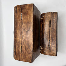 Load image into Gallery viewer, Vintage carved wood jewelry chest set with rustic inlay, featuring multiple treasure boxes for jewelry storage, by Fezba Market.