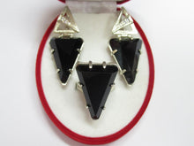 Load image into Gallery viewer, Close-up of Triangular Black Alpanite Stone on Vintage 925 Sterling Silver Ring