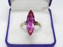 Load image into Gallery viewer, Vintage Soviet 875 Silver Amethyst Ring – Gilt Marquise Statement Ring Size 8.5 US