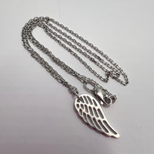 Load image into Gallery viewer, Close-up of Vintage 925 Sterling Silver Angel Wing Pendant Necklace