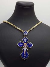 Load image into Gallery viewer, Vintage 18K Yellow Gold Enamel Orthodox Cross Necklace – 46.07g | 64 cm Chain