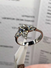 Load image into Gallery viewer, 14K White Gold Lab-Grown Diamond Ring 1.45ct Total, 1.05ct Pear D VVS IGI Size 6.5