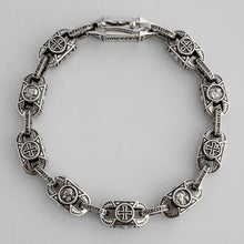 Load image into Gallery viewer, 925 Sterling Silver Orthodox Bracelet Save & Protect with Icons Blackened Handmade Ukraine