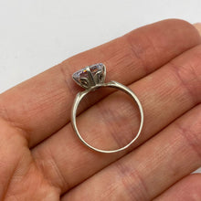 Load image into Gallery viewer, Vintage 925 sterling silver square cut cubic zirconia statement ring in size 8 with intricate design details
