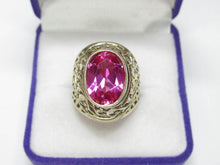 Load image into Gallery viewer, Vintage Soviet 875 Silver Amethyst Ring – Gilt Filigree Statement Ring Size 6.5 US