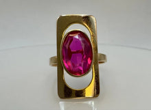Load image into Gallery viewer, Vintage Soviet USSR 14K 583 Red Gold Synthetic Ruby Ring Size 7.25