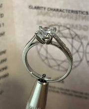 Load image into Gallery viewer, Close-up of 1.37ct Round Brilliant Diamond in Classic 4-Prong Setting on 14K White Gold Ring