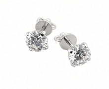 Load image into Gallery viewer, 14K 585 White Gold Lab-Grown Diamond Stud Earrings 2.10ct Total D VVS2 IGI Certified