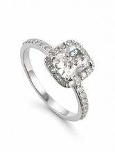 Load image into Gallery viewer, 14K White Gold Lab-Grown Diamond Halo Ring 1.03ct D VVS2 IGI Certified Size 6.5