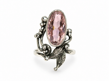Load image into Gallery viewer, Vintage Soviet Amethyst Solitaire Ring – USSR 875 Silver, Swirl Design, Size 9