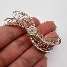 Load image into Gallery viewer, Close-up of Vintage USSR 960 Silver Filigree Brooch with Openwork Detail
