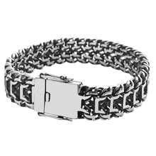 Load image into Gallery viewer, 925 Sterling Silver Heavy Byzantine Link Bracelet Blackened Finish Handmade
