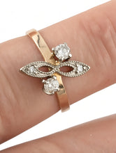 Load image into Gallery viewer, Vintage Soviet 14K 583 Gold Ring with 0.32ct Yakut Diamonds Size 7.75