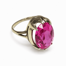 Load image into Gallery viewer, Vintage Soviet 875 silver gilt amethyst statement ring size 7.25 US 4.33g