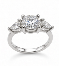 Load image into Gallery viewer, 14K White Gold Lab-Grown Diamond Ring 2.21ct Total, 1.61ct D VS1 IGI Size 6.5