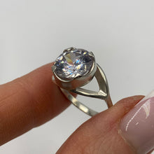 Load image into Gallery viewer, Vintage 925 silver cubic zirconia statement ring for women, size 6, featuring intricate design and sparkling stones.
