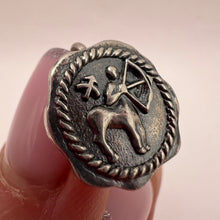 Load image into Gallery viewer, Close-up of Vintage USSR 925 Sterling Silver Archer Pendant with Detailed Archer Design