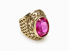 Load image into Gallery viewer, Vintage Soviet 875 Silver Amethyst Ring – Gilt Filigree Statement Ring Size 6.5 US