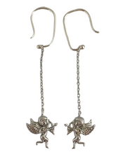 Load image into Gallery viewer, Romantic Vintage 925 Sterling Silver Angel Earrings with Cupid Design