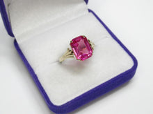 Load image into Gallery viewer, Side View of Vintage Soviet 875 Silver Gilt Tourmaline Ring with Pointed Shoulders