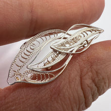 Load image into Gallery viewer, Back View of Vintage Handmade 960 Silver Leaf Brooch with Hallmarks