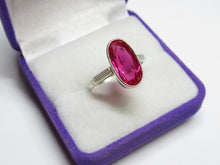 Load image into Gallery viewer, Profile View of Vintage Soviet Sterling Silver 875 Bezel-Set Ruby Ring
