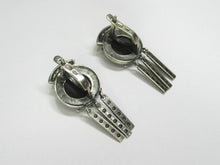 Load image into Gallery viewer, Vintage 925 Sterling Silver Black Agate Dangle Earrings – Art Deco-Inspired Triple Bar Drops, 12.25g