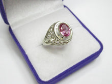 Load image into Gallery viewer, Vintage USSR 875 Silver Amethyst Ring – Pink Oval Gemstone Filigree Statement Ring, Size 7.75