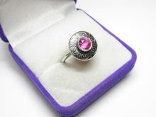 Load image into Gallery viewer, Side View of Vintage Soviet 875 Silver Tourmaline Ring with Scroll Motifs