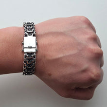 Load image into Gallery viewer, 925 Sterling Silver Heavy Byzantine Link Bracelet Blackened Finish Handmade