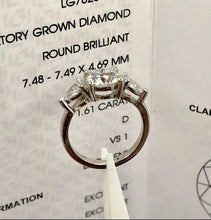 Load image into Gallery viewer, 14K White Gold Lab-Grown Diamond Ring 2.21ct Total, 1.61ct D VS1 IGI Size 6.5