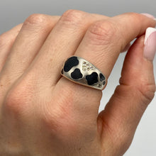 Load image into Gallery viewer, Vintage 925 sterling silver enamel CZ statement ring with band size 8.5, featuring colorful design and intricate craftsmanship.