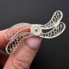 Load image into Gallery viewer, Back View of Vintage Soviet Handmade Silver Filigree Brooch with Hallmarks