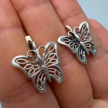 Load image into Gallery viewer, Back View of Vintage 925 Sterling Silver Butterfly Earrings with 925 Hallmark