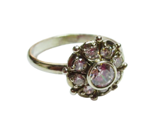 Load image into Gallery viewer, Vintage 925 sterling silver cube zirconia statement ring for women, size 7.75, featuring intricate design and sparkling stones.