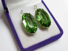 Load image into Gallery viewer, Vintage Russian Soviet earrings in sterling silver with Alpanite, women's jewelry featuring intricate design and craftsmanship.