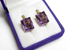 Load image into Gallery viewer, Vintage Russian Soviet sterling silver earrings with Alpanite detail, women's jewelry featuring intricate design and silver craftsmanship.