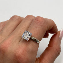 Load image into Gallery viewer, Vintage 925 sterling silver square cut cubic zirconia statement ring in size 8, featuring a bold and elegant design.