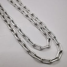 Load image into Gallery viewer, Close-up of Vintage 925 Sterling Silver Heavy Paperclip Link Chain Necklace