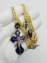 Load image into Gallery viewer, Vintage 18K Yellow Gold Enamel Orthodox Cross Necklace – 46.07g | 64 cm Chain