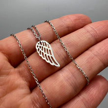 Load image into Gallery viewer, Detailed Angel Wing Design on Vintage Sterling Silver Pendant Necklace