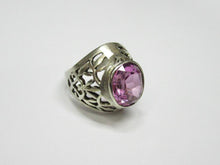 Load image into Gallery viewer, Vintage USSR 875 Silver Amethyst Statement Ring – Large Oval Pink Gemstone, Wide Filigree Band, Size 6.5