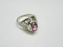 Load image into Gallery viewer, Vintage USSR 875 Silver Amethyst Ring – Pink Oval Gemstone Filigree Statement Ring, Size 7.75