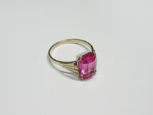 Load image into Gallery viewer, Profile View of Vintage USSR 875 Silver 18K Gold-Plated Rectangular Tourmaline Ring