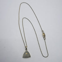 Load image into Gallery viewer, Side View of Vintage 585 Hallmarked Triangle Gold Pendant
