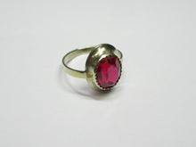 Load image into Gallery viewer, Side View of Vintage Soviet 875 Silver Gilt Tourmaline Ring with Smooth Bezel
