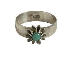 Load image into Gallery viewer, Antique Imperial USSR silver ring with natural chrysoprase floral design, size 10.75, crafted by Fezba Market.