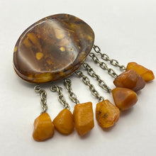 Load image into Gallery viewer, Natural Baltic Amber Cabochon on Vintage USSR Brooch