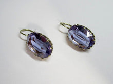 Load image into Gallery viewer, Vintage Russian Soviet earrings in sterling silver 875 with Alpanite, women's jewelry featuring intricate Soviet-era design.